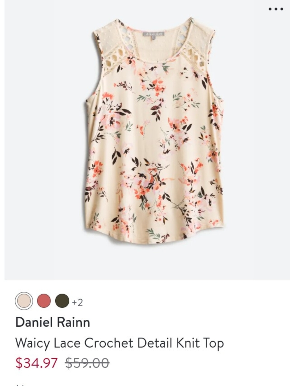 Daniel Rainn Cream Floral Lace Crochet Detail Knit Top